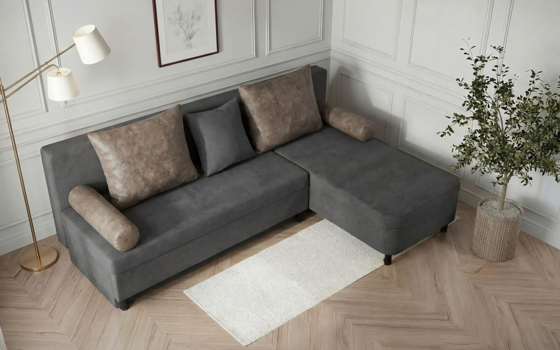 Extendable corner sofa Delano Prime, grey + brown  5